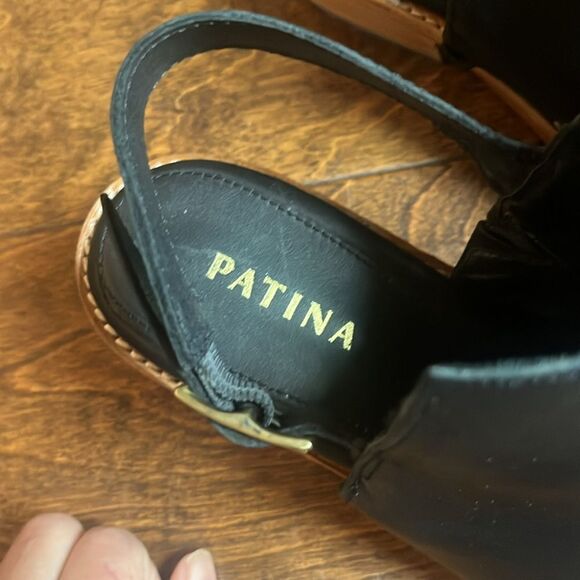 Patina By Portland Black Leather Peep Toe Slingback Mules, size 9.5 - Picture 5 of 9